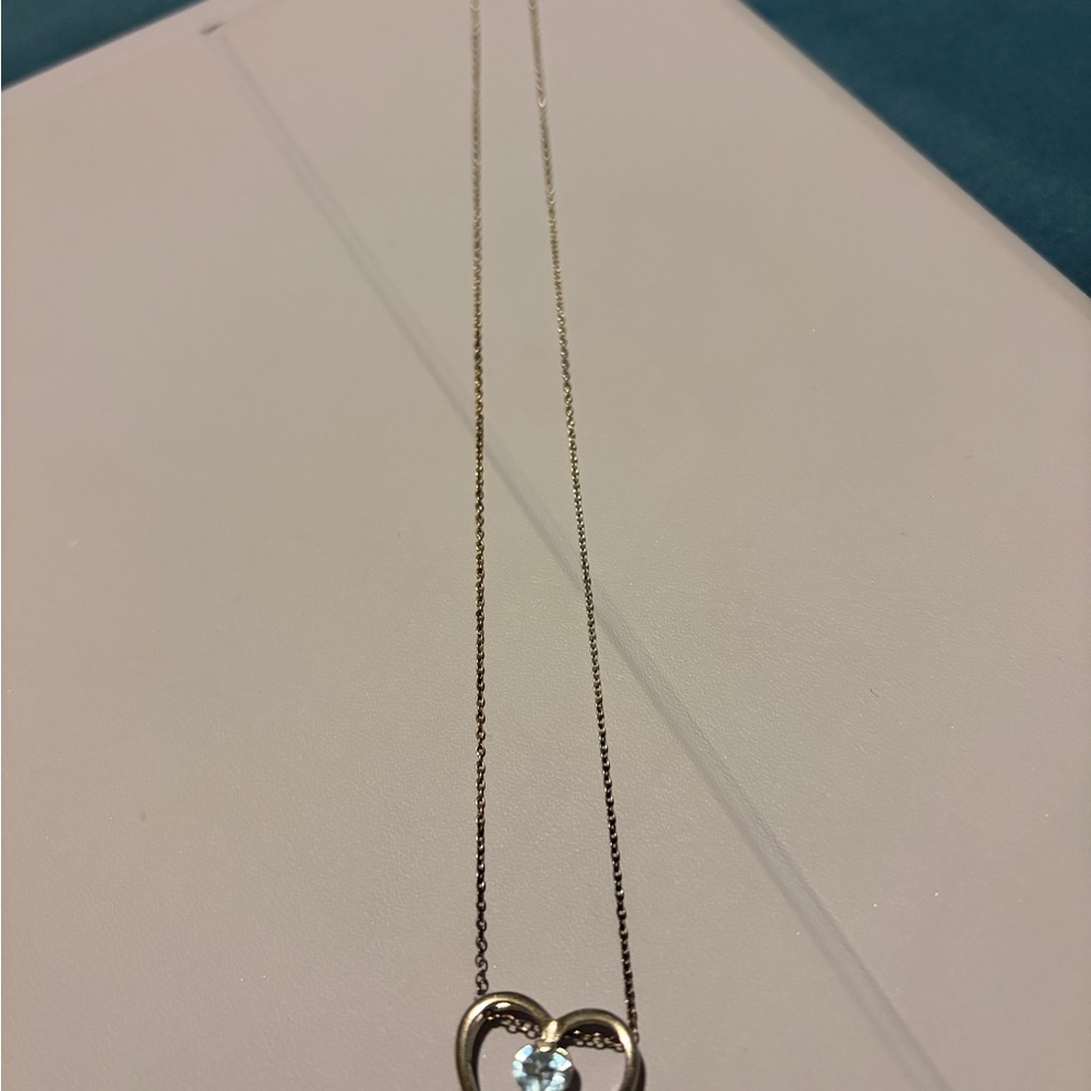 Silver Heart Pendant Necklace with Blue Topaz